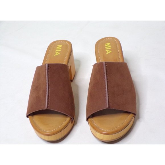 MIA Merel Studded Block Heel Mule Sandal Shoes 39  9 Brown NEW - Picture 6 of 11